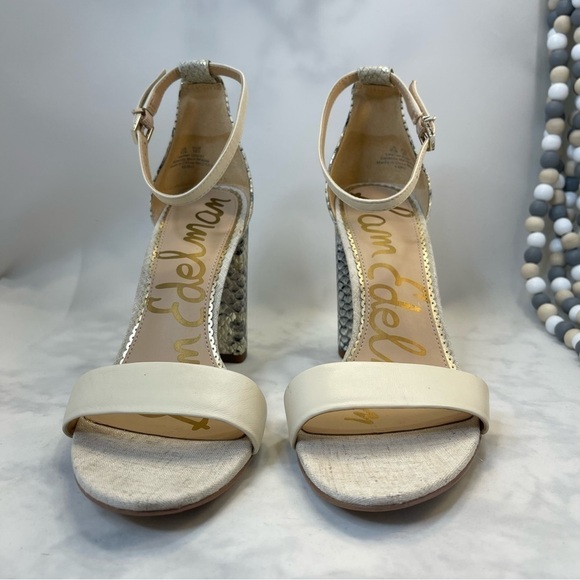 Sam Edelman Yaro Ankle Strap Snake Embossed and beige Block heel Sandal 9.5 - Picture 2 of 11